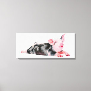 Ruby, Cochon avec bâton à lèvres imprimé sur toile