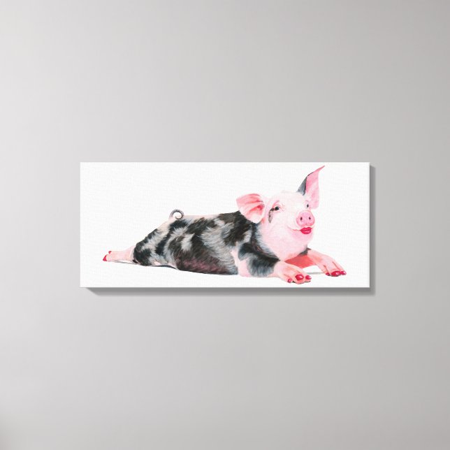 Ruby, Cochon avec bâton à lèvres imprimé sur toile (Recto)