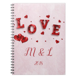 Ruby Crystal Love and Hearts Carnet