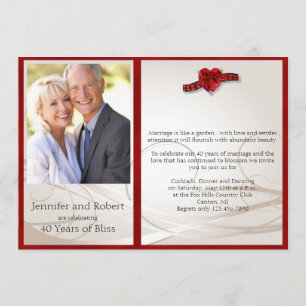 Ruby Heart 40e anniversaire du Mariage Invitation