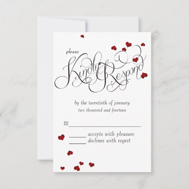 Ruby Heart Confetti Wedding RSVP (Devant)