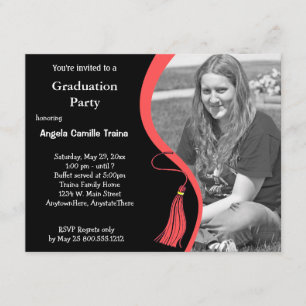 Ruby Red Graduation Horizontal Photo Invitation