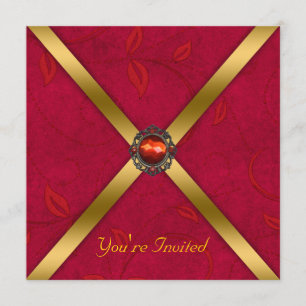 Ruby Red Jeweled Party Invitation