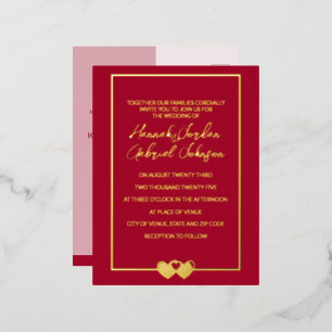Ruby Red Mariage Foil Invitation Carte postale