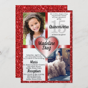 Ruby Red Quinceañera Invitation 15 Cumpleaños