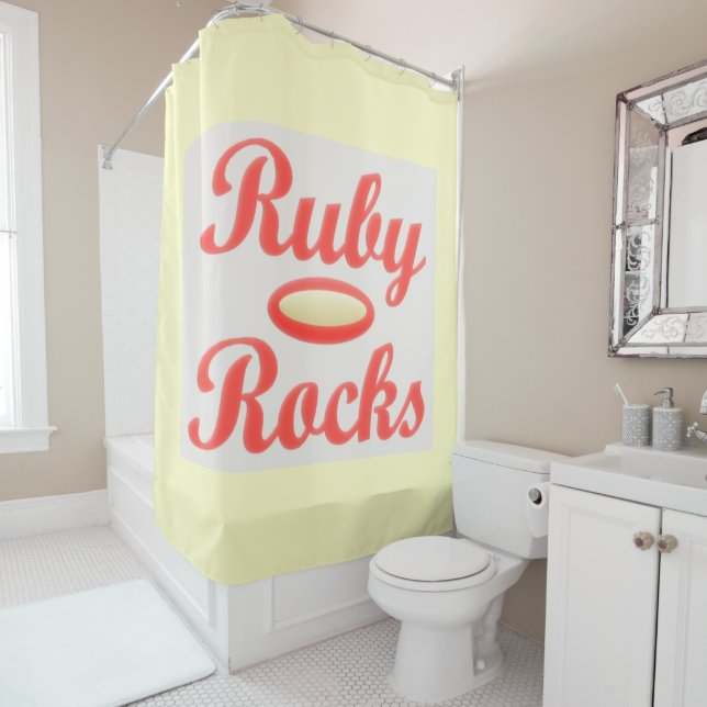 RUBY ROCKS ROUGE ET rideau de douche CRÈME (En situation)