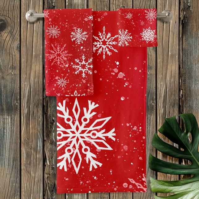 Ruby Rouge Festif Noël Flocons de Neige Blancs  (Créateur téléchargé)