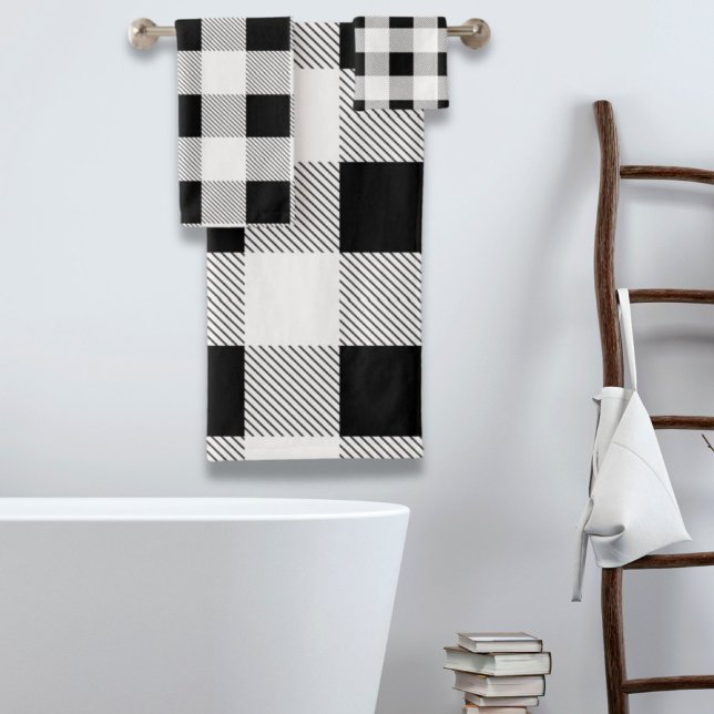 ruc farmhouse chic black and white plaid (rustic farmhouse chic black and white plaid bath towel set)