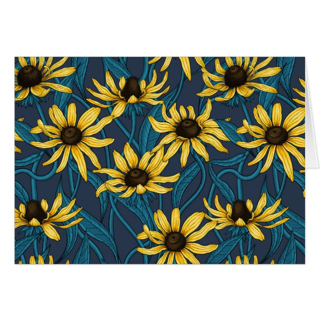 Rudbeckie jaune sur fond marine (Devant horizontal)