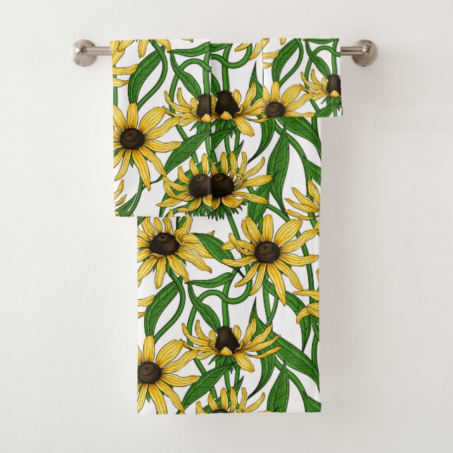 Rudbekia jaune sur blanc (En situation)