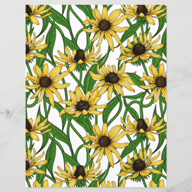 Rudbekia jaune sur blanc (Devant)