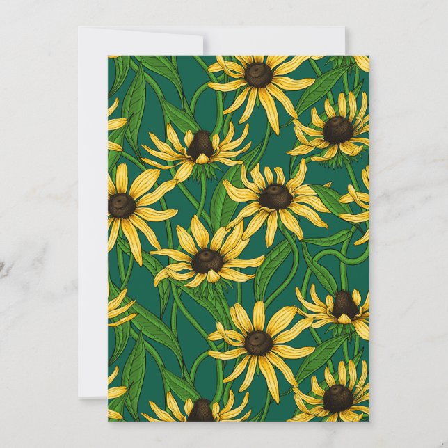 Rudbekia jaune sur vert foncé (Devant)