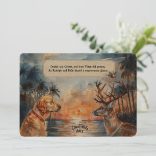 Rudolph & Belle à la Plage – Carte de vœux 5x7