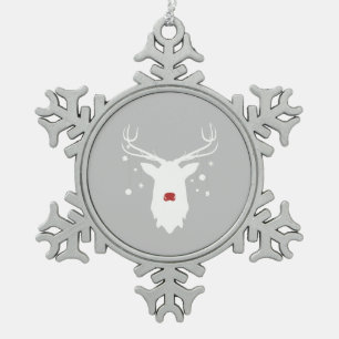 Rudolph blanc avec ornements sur flocon de neige e
