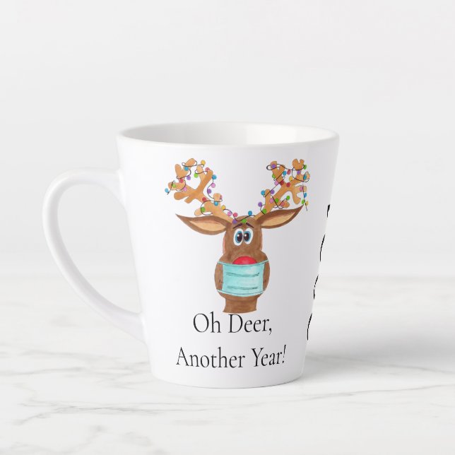 Rudolph le visage masqué renne latte Mug (Gauche)