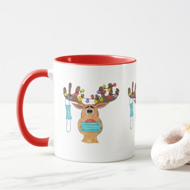 Rudolph le visage masqué renne Mug (Avec donut)