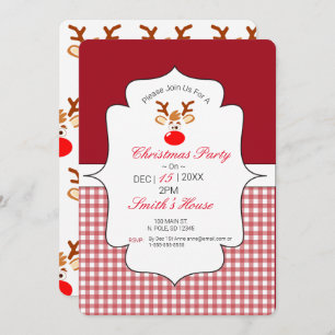 Rudolph Red Nez Reindeer Invitation