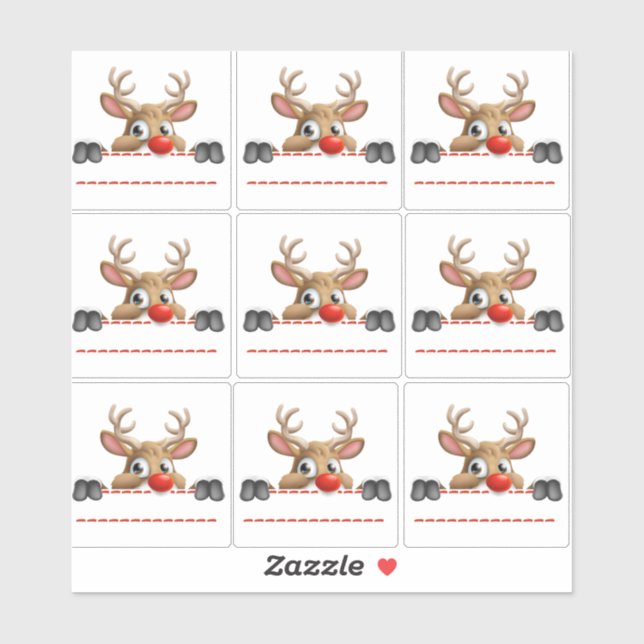Rudolph Red Nose Reindeer Sticker labels (Feuille)