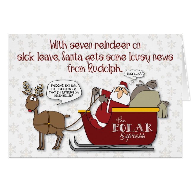 "Rudolph retire" Funny Christmas Card (Devant horizontal)