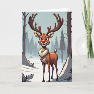 Rudolph Retro Concept Art Carte de vacances pliée