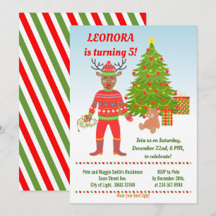 Rudolph Ugly Sweater Anniversaire Fête Invitation