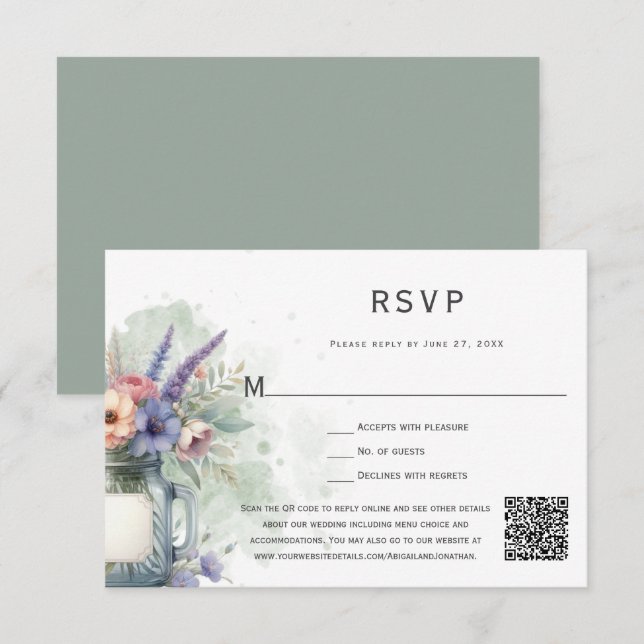 Rudtic Mason Jar Floral RSVP (Devant / Derrière)