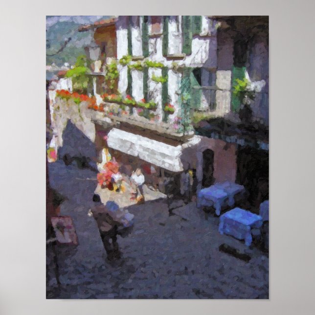 Rue à Bellagio, Lac de Côme Affiche (Devant)