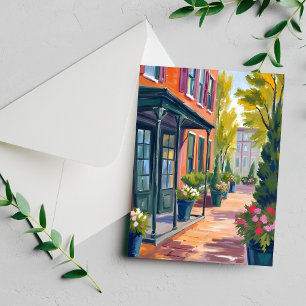 Rue de la boutique de fleurs cosy Carte aquarelle