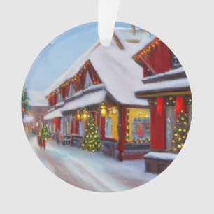 Rue de ville enneigée à Noël