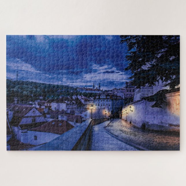 Rue du soir à Prague Jigsaw Puzzle (Horizontal)