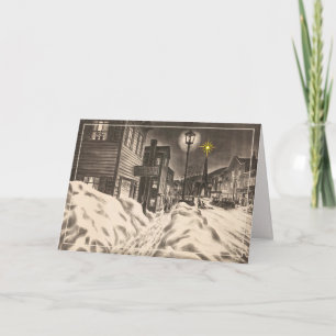 Rue du Village par une Nuit d'Hiver avec Carte Ste