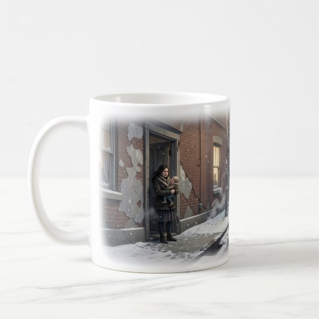 Rue enneigée d'espoir tranquille Mug d'hiver (Gauche)