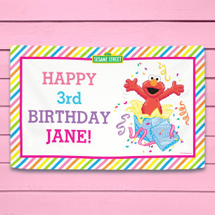 Rue Sésame Bannière d'anniversaire Elmo Girl