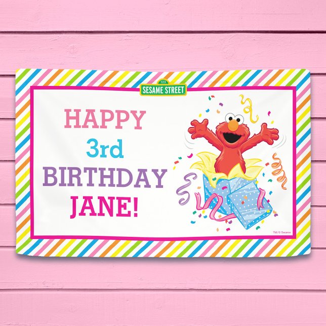 Rue Sésame | Bannière d'anniversaire Elmo Girl (Créateur téléchargé)
