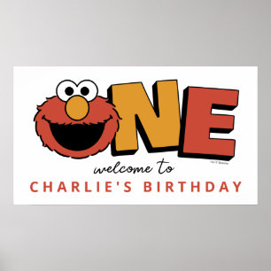 Rue Sésame Elmo - Affiche Premier Anniversaire