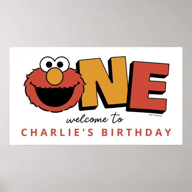 Rue Sésame | Elmo - Affiche Premier Anniversaire (Devant)