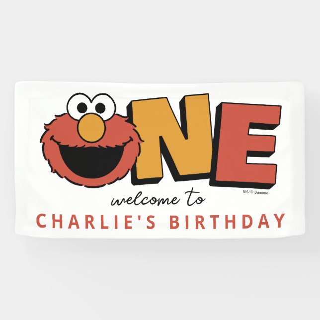 Rue Sésame | Elmo - Bannière premier anniversaire (Horizontal)