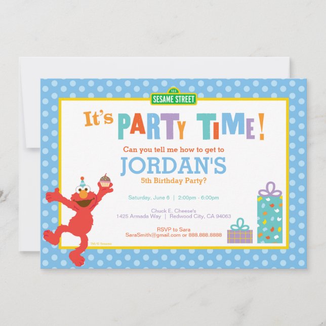 Rue Sésame | Elmo - Invitation de Cupcake Annivers (Devant)