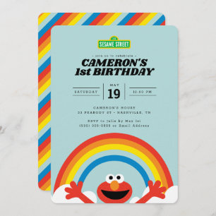 Rue Sésame Elmo Rainbow Invitation Anniversaire