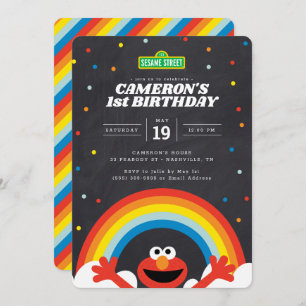 Rue Sésame Elmo Rainbow Invitation Anniversaire