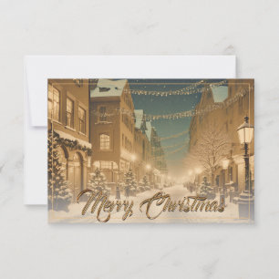 Rues de Noël couvertes de neige dans un centre-vil