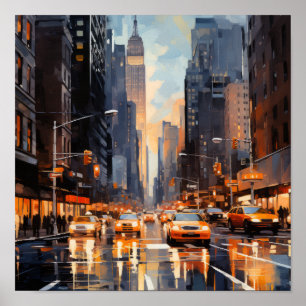 Rues lumineuses de New York - Poster d'Art numériq