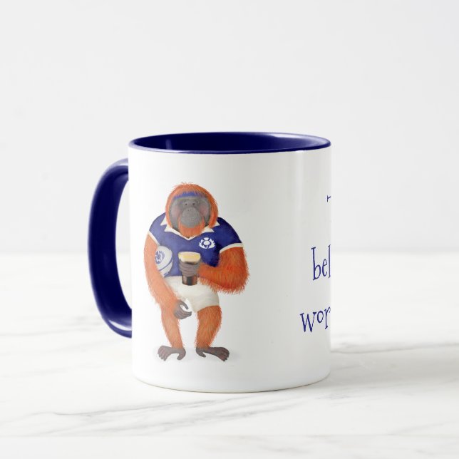 Rugby orangoutan Fête des pères meilleur papa mug (Devant gauche)