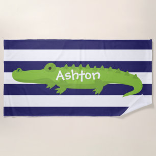 Rugby Stripes Alligator Serviette de plage personn