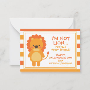 Rugby Stripes Lion Valentine's Classroom Cartes