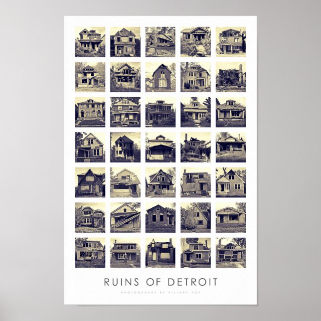 Ruines de Detroit Poster - Abandoned Homes (Devant)