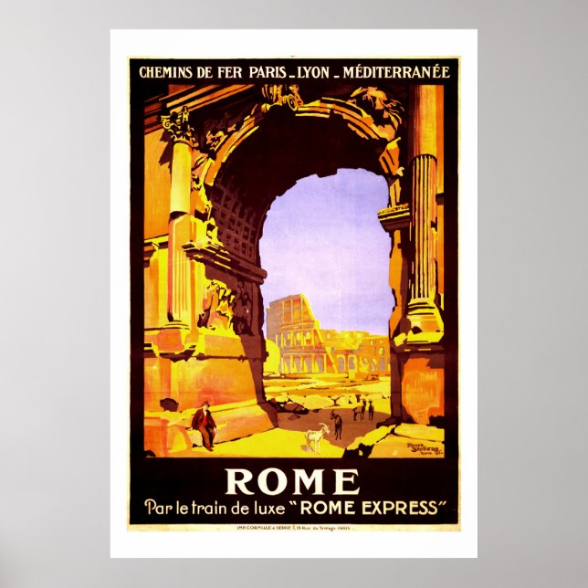 Ruines vintages de Rome Italie Affiche de voyage (Devant)