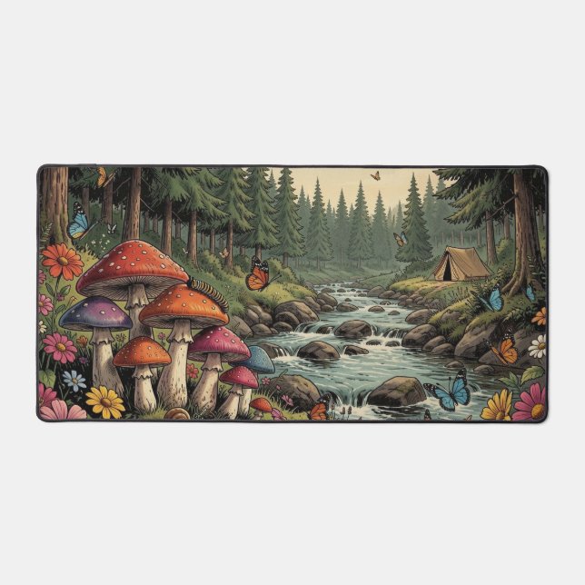 Ruisseau capricieux de la forêt avec champignons,  (Recto)