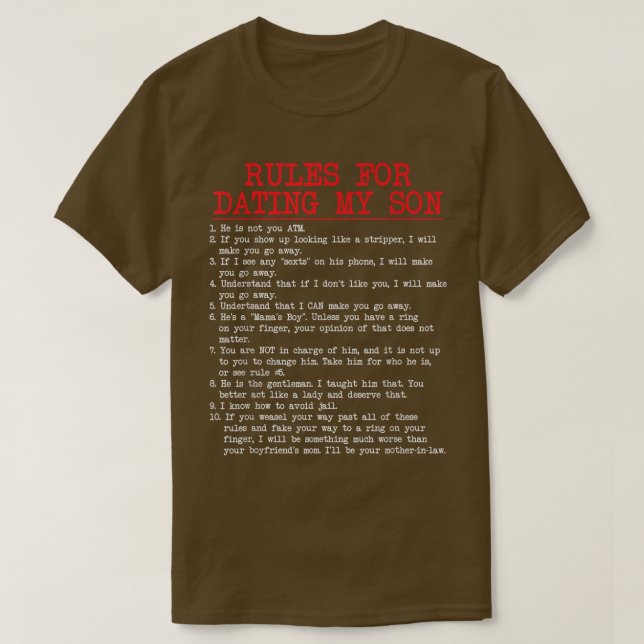 Rules For Dating My Son Tee Funny Dating Tshirt (Design devant)