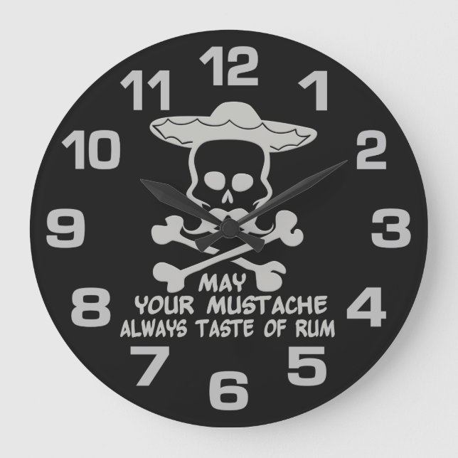 Rum Mustache couleur personnalisée horloge murale (Recto)